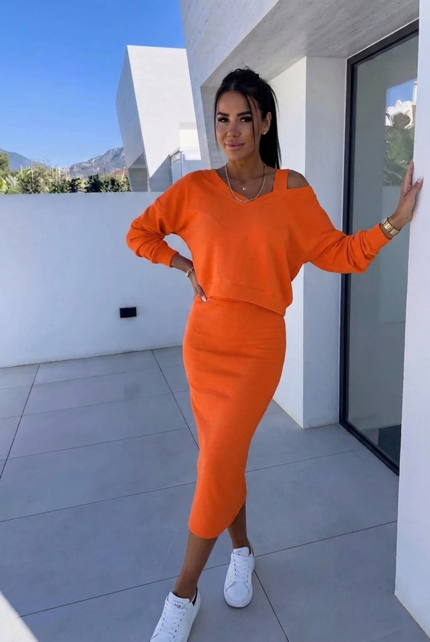 Andrea™ - Ensemble de Sweatshirt et Robe Décontracté