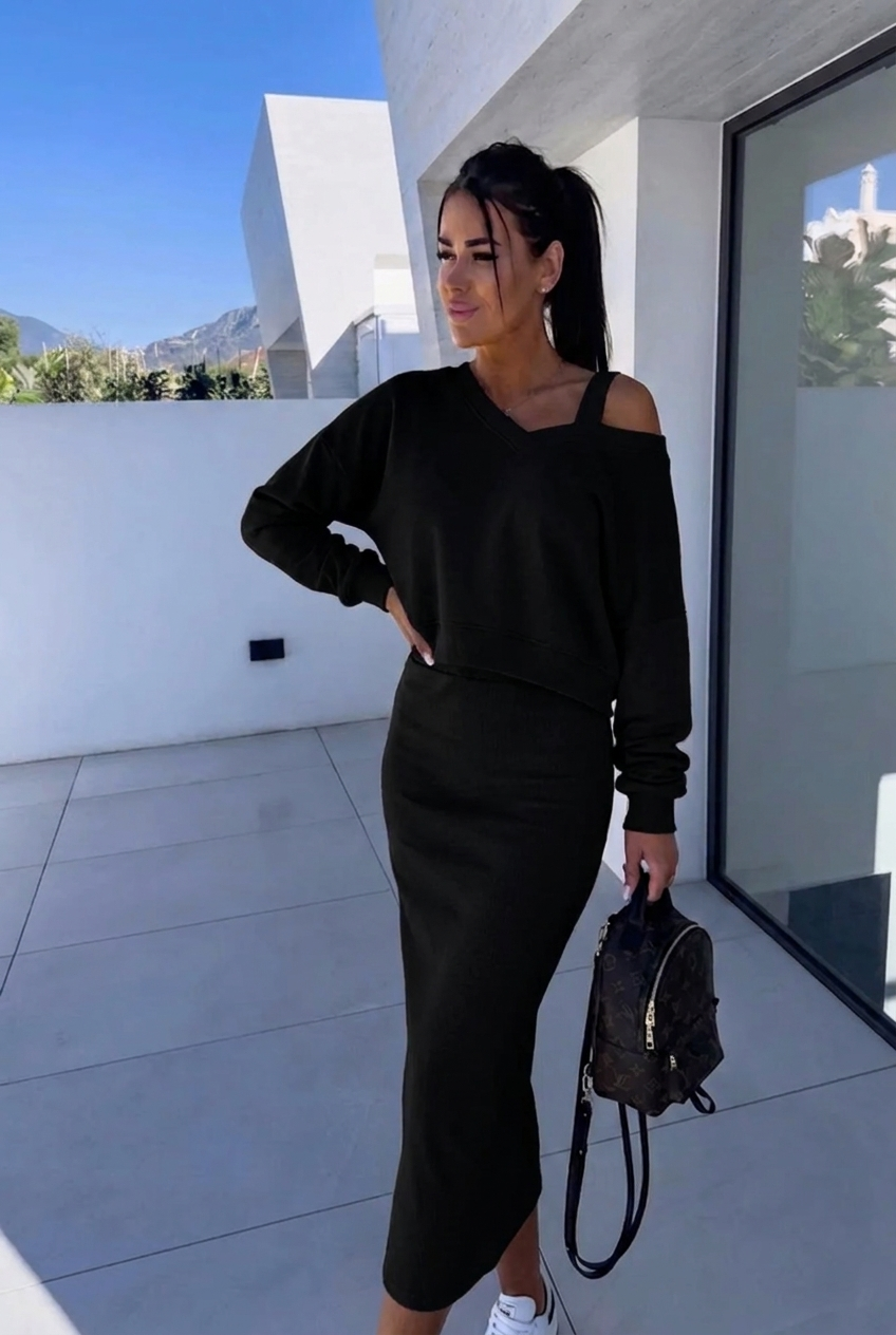 Andrea™ - Ensemble de Sweatshirt et Robe Décontracté