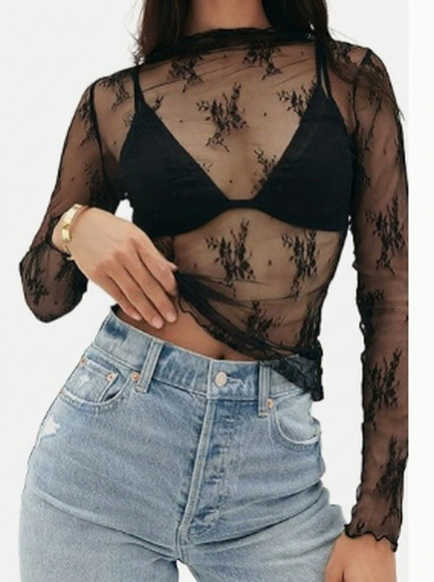 MARYAM™ - Ensemble Jumpsuit et Haut en Dentelle Uni avec Poches
