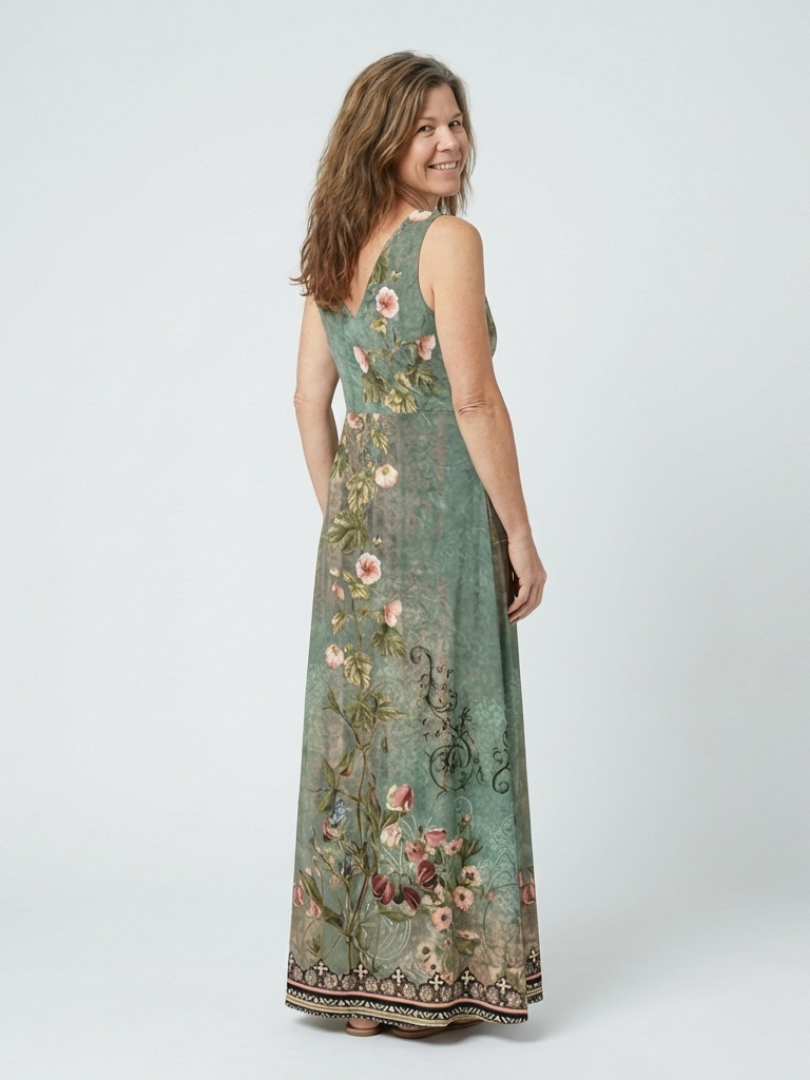 Seraphina | Robe Maxi Fleurie Sans Manches à Col V