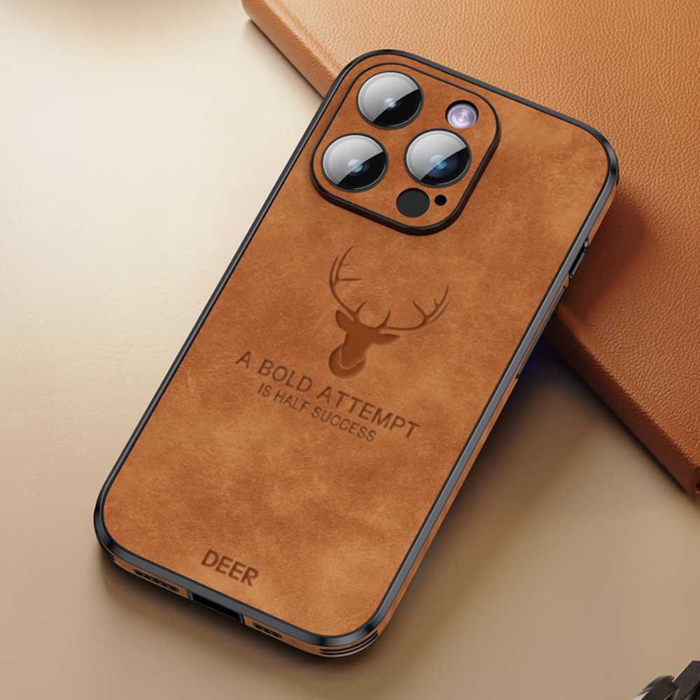 Deer - Étui en Cuir Luxe pour iPhone avec Design Élégant et Protection Antichoc