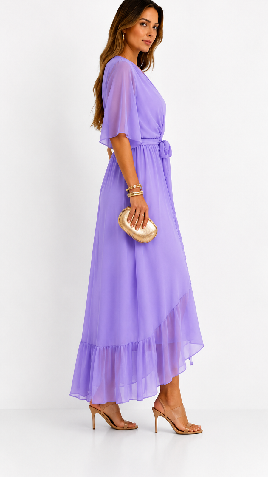MOREAU LYON | ROBE EN CHIFFON À ENVELOPPER POUR FEMMES