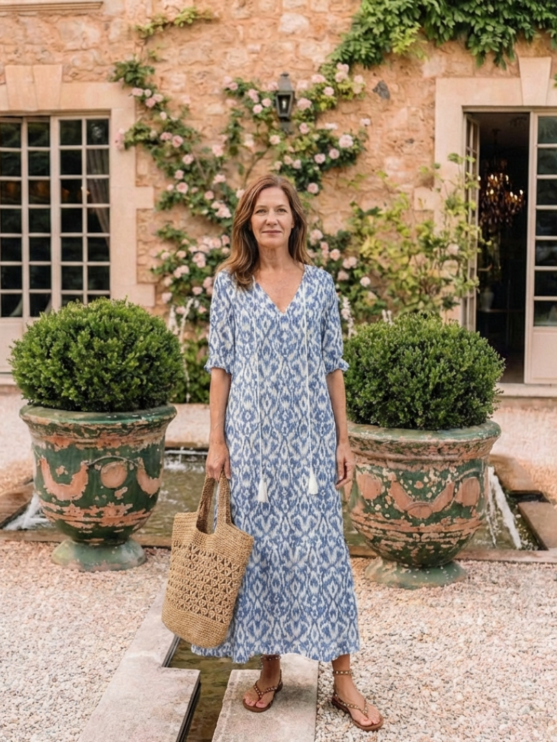 Lillian | Robe Midi à Manches Courtes et Décolleté en V Floral