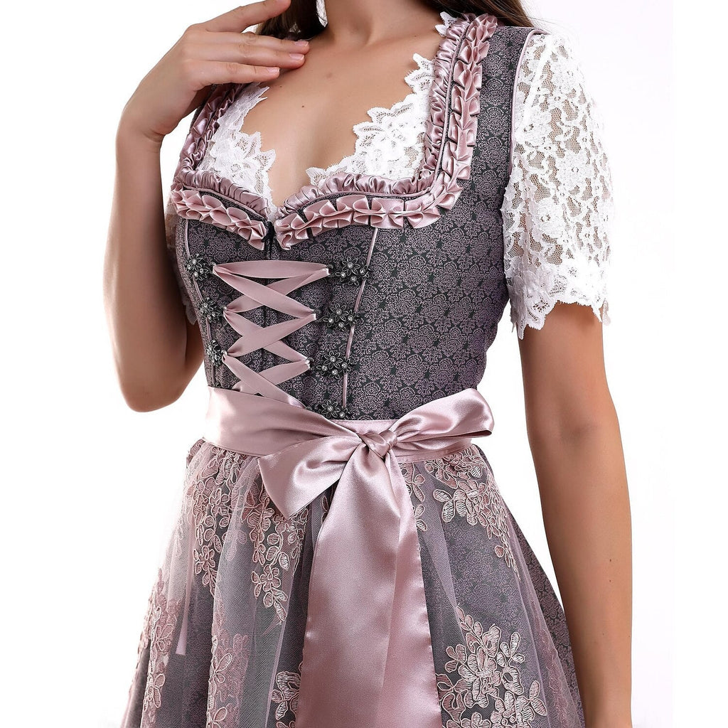 Ensemble de Dirndl brodé en lilas pour Oktoberfest