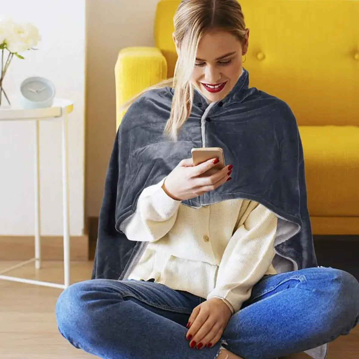 Couverture Électrique avec Fleece – Couverture Portable Chauffante et Poncho
