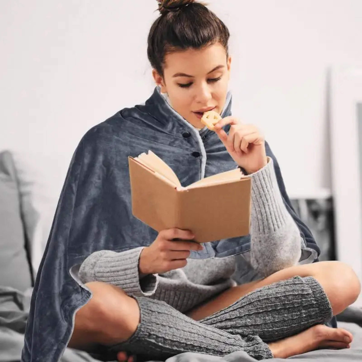 Couverture Électrique avec Fleece – Couverture Portable Chauffante et Poncho