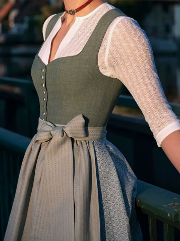 Dirndl à décolleté en V avec fermeture éclair sur le devant