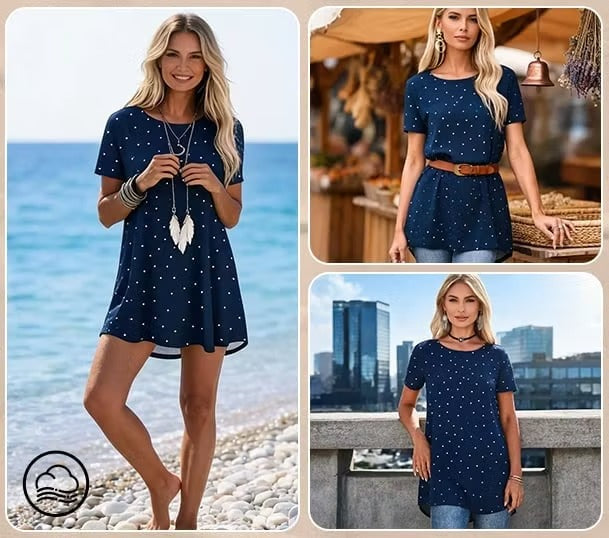 Baviana | Tunique à manches courtes avec motif à pois