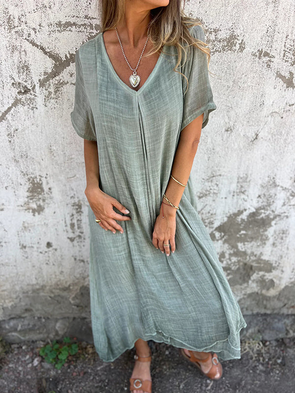 Robe kimono longue pour femme avec décolleté en V — plage