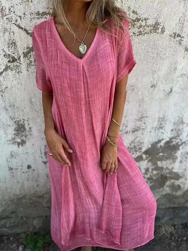 Robe kimono longue pour femme avec décolleté en V — plage