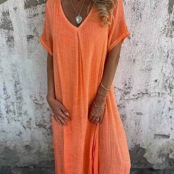 Robe kimono longue pour femme avec décolleté en V — plage