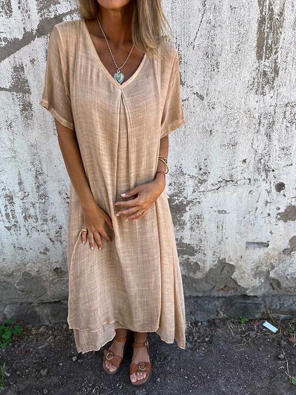 Robe kimono longue pour femme avec décolleté en V — plage