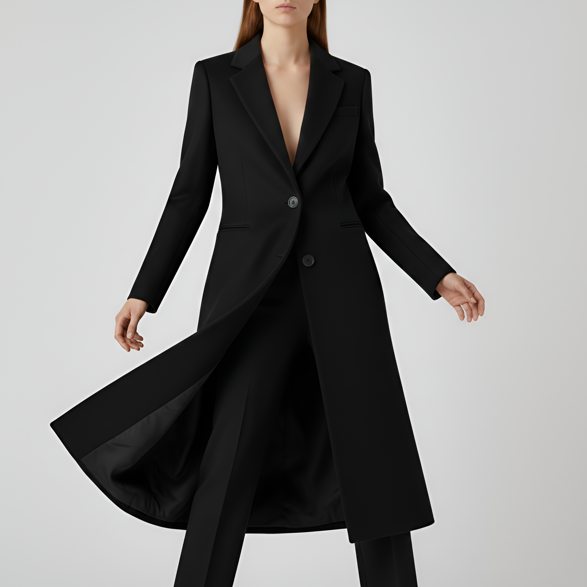 Manteau Long Droit Femme Ajustement Intemporel