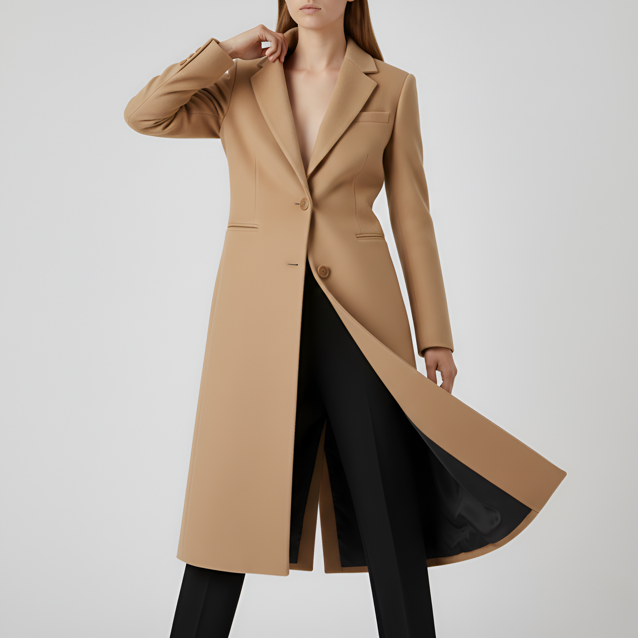 Manteau Long Droit Femme Ajustement Intemporel