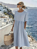 Robe midi femme rayée d'été - Sarah