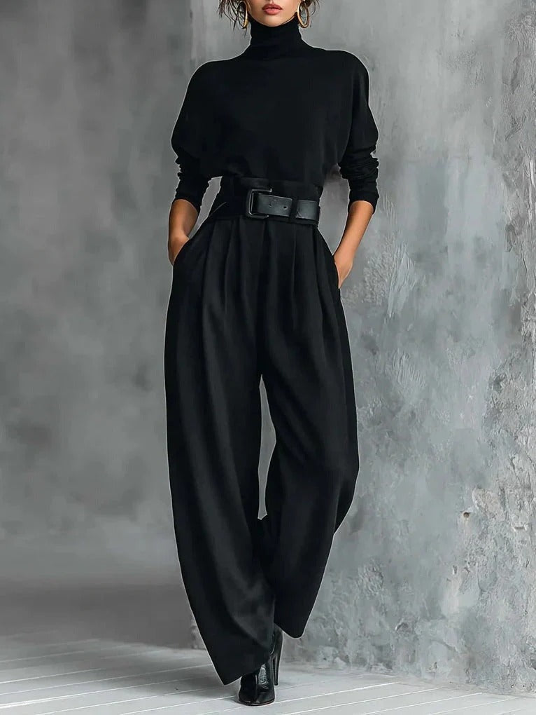 Mariette | Ensemble Premium à Col Roulé avec Pantalon Évasé