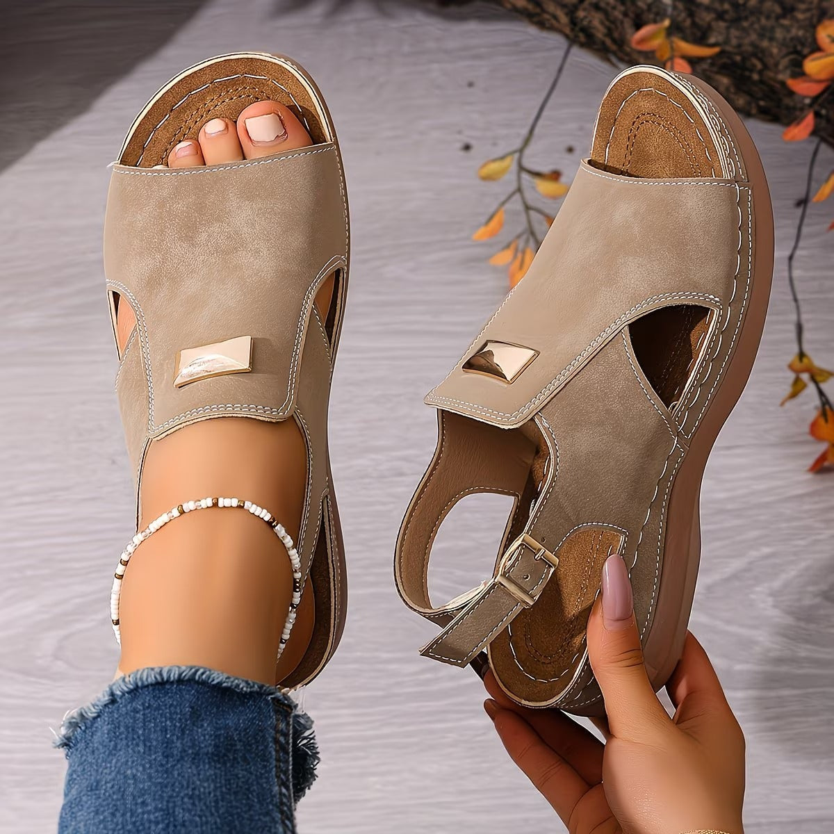 Konira | Sandales Boho Confortables avec Accent Doré