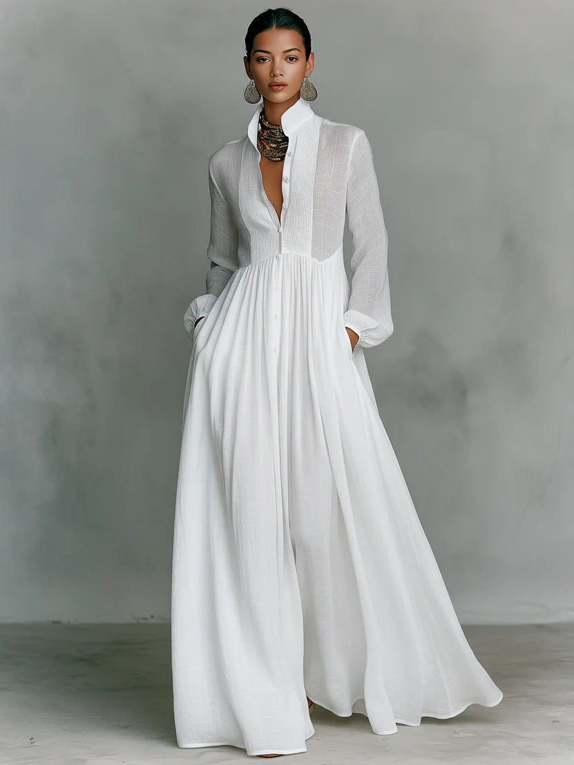Fudda | Robe maxi aérienne avec accentuation féminine de la taille