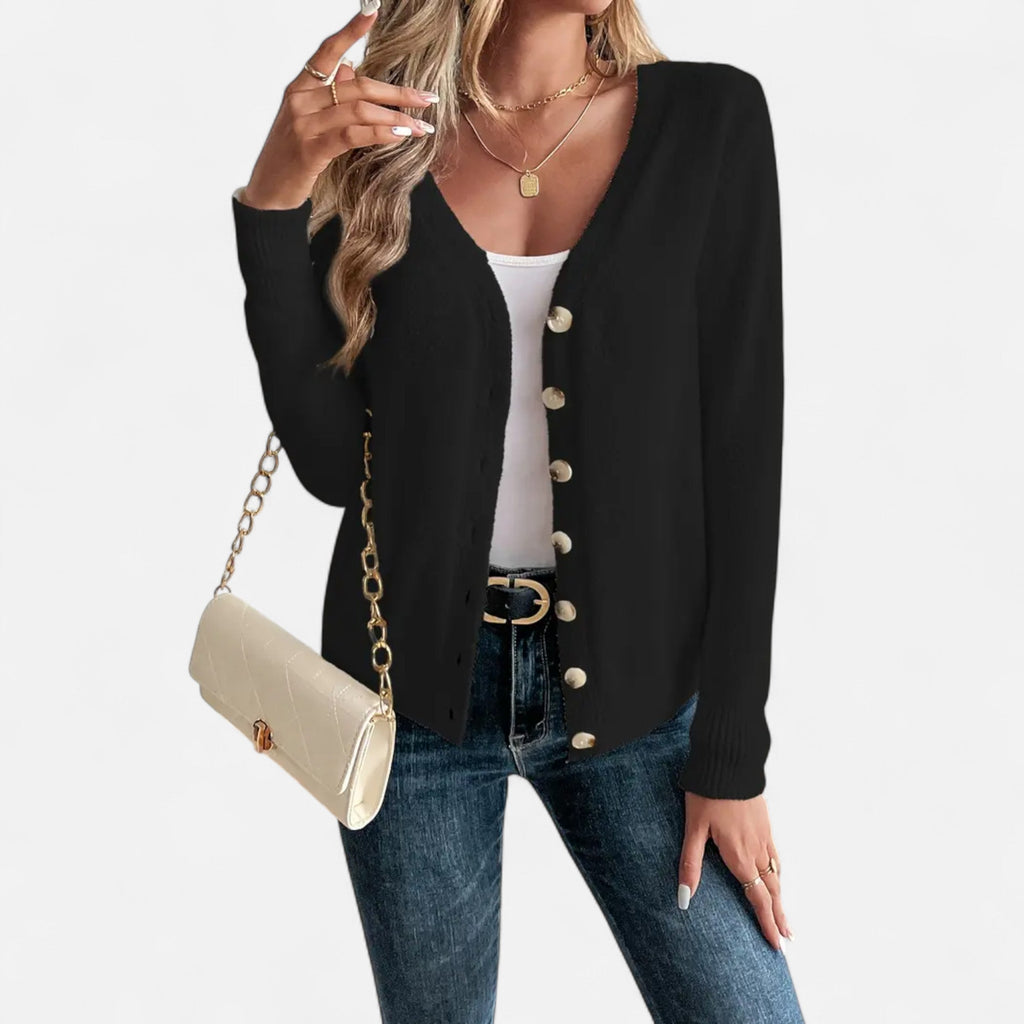 Eliaro Moda | Cardigan Femme Boutons Frontal Couleur Unie