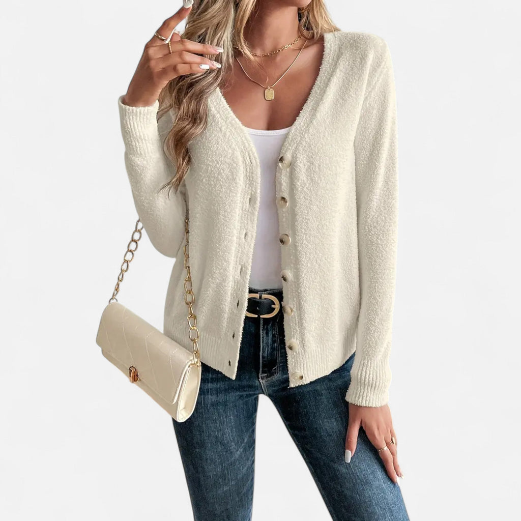 Eliaro Moda | Cardigan Femme Boutons Frontal Couleur Unie