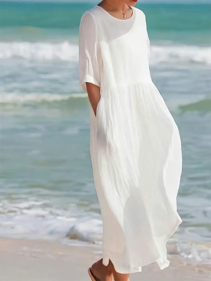Helen | Robe en coton-lin unie