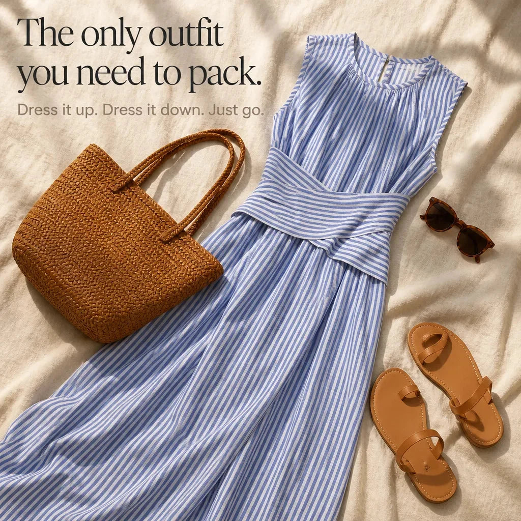 Marellé – Robe Maxi à Enveloppe Rayée Sans Manches