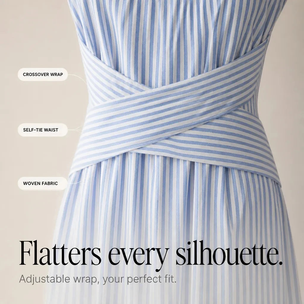 Marellé – Robe Maxi à Enveloppe Rayée Sans Manches