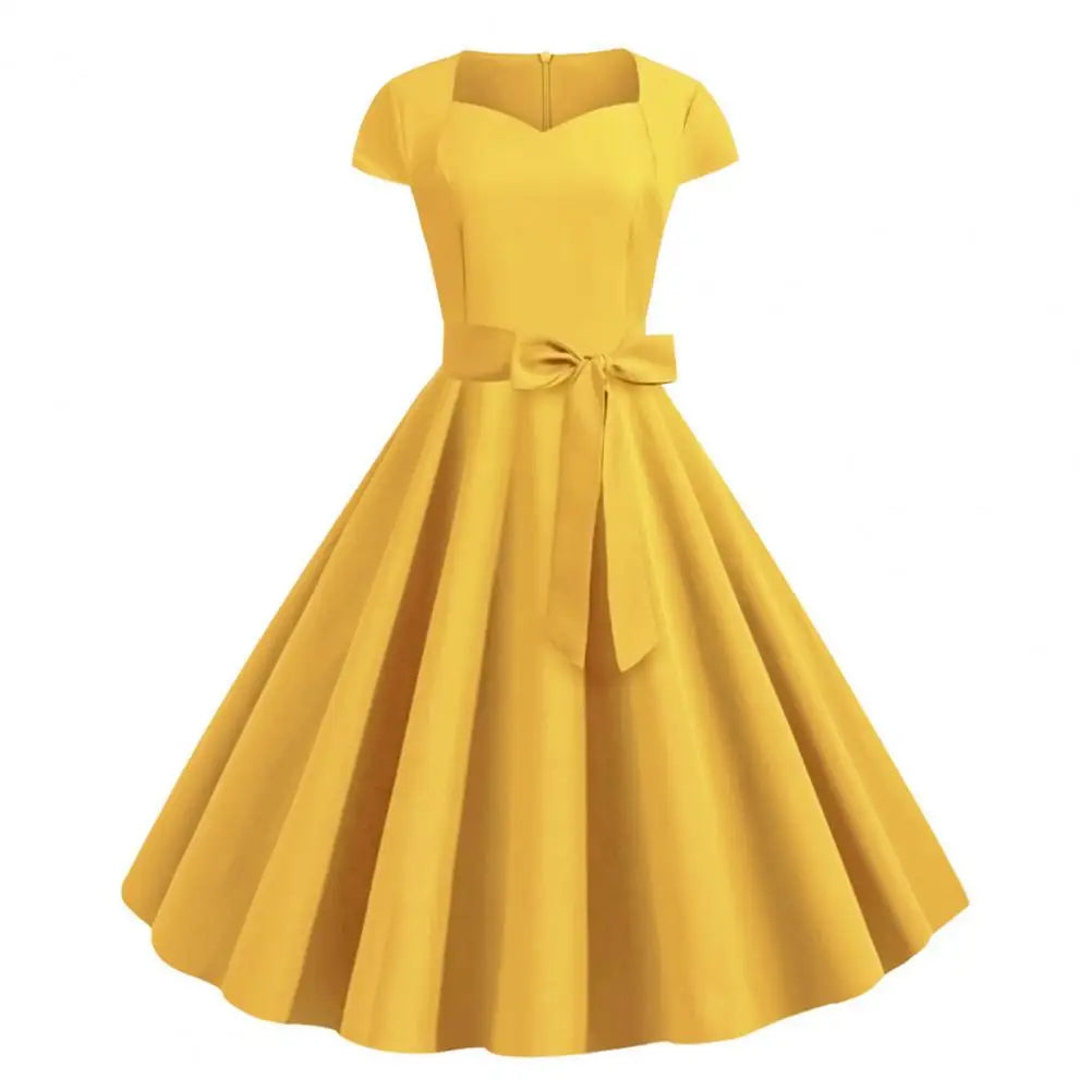 Robe jaune unie des années 50