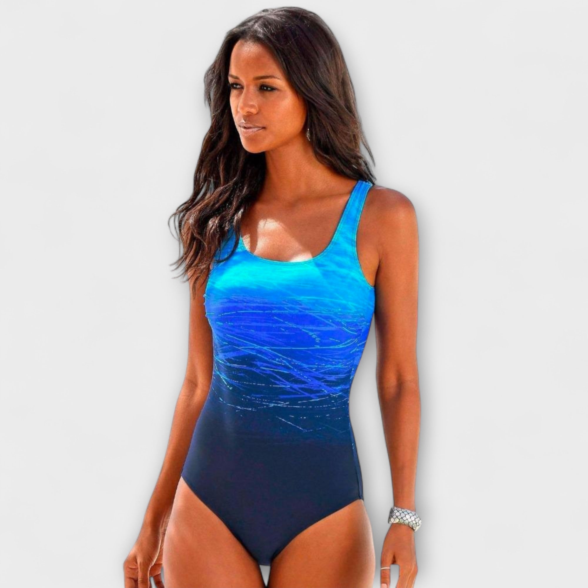Maillot de Bain Femme Une Pièce avec Col Halter et Design Dégradé