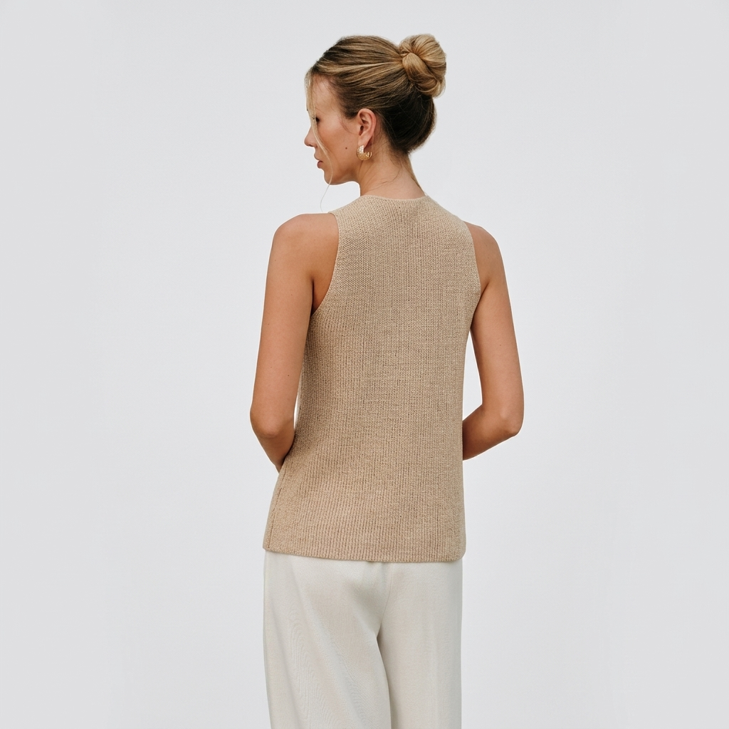 Haut Femme Col Halter Croisé Sans Manches Élégant d’Été