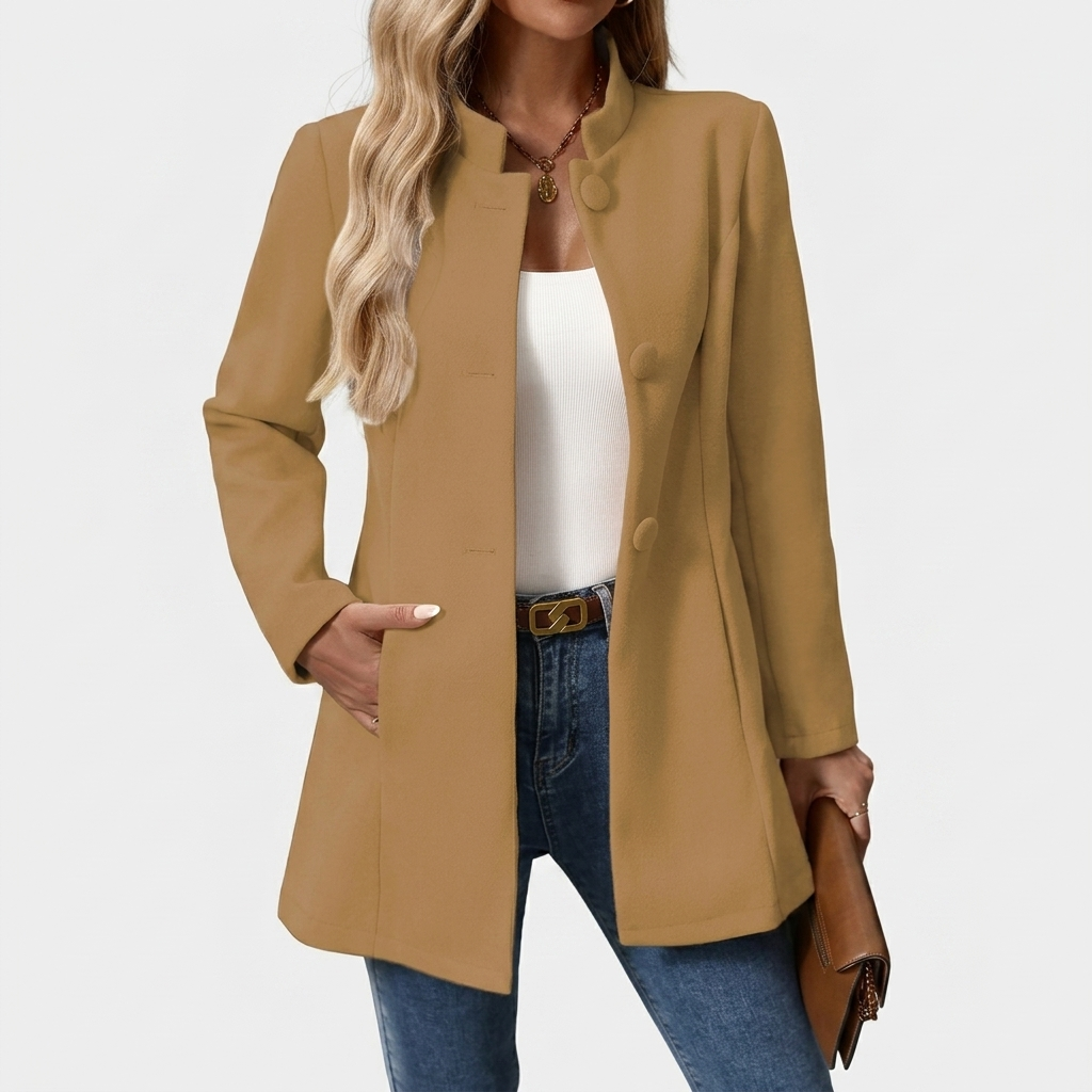 Manteau Femme Élégant Hiver Veste Longue Boutonnée Décontractée