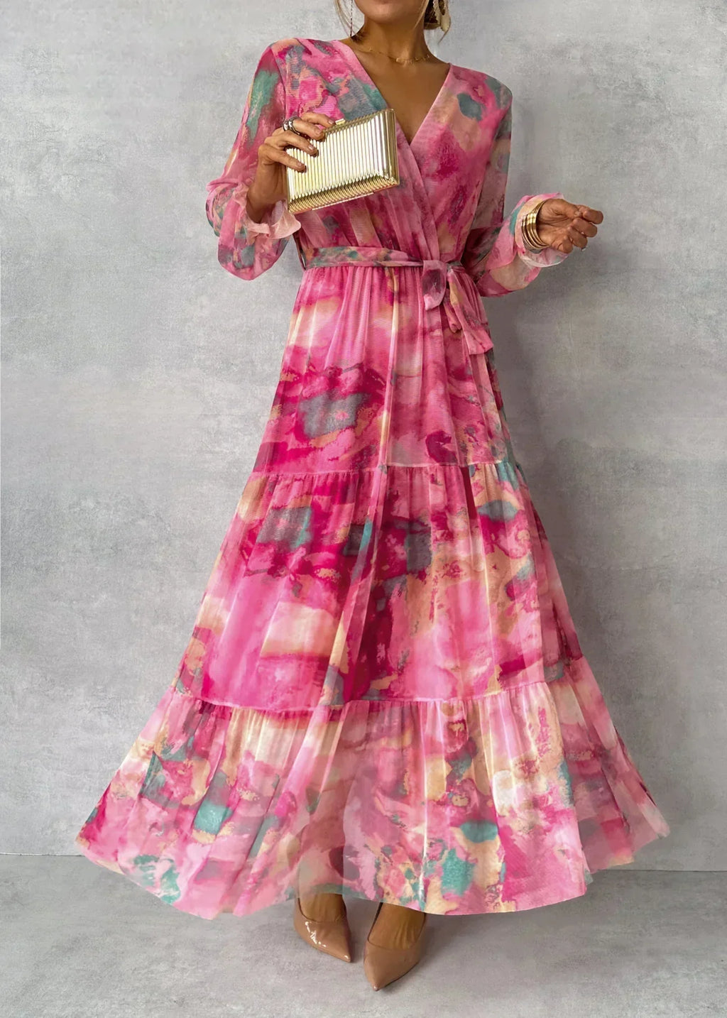 Robe d'été pour femme à manches longues, décontractée pour le quotidien et les vacances
