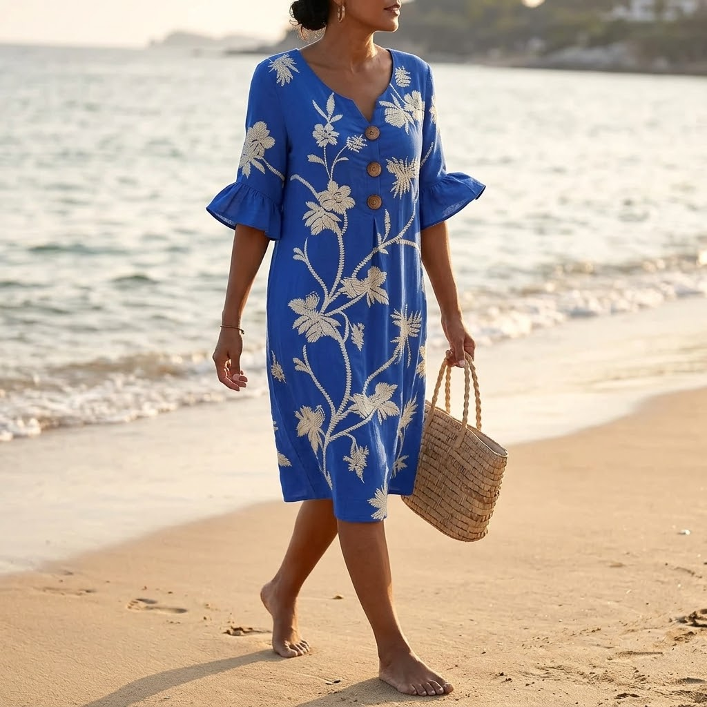 Solenya – Robe Midi Fleurie pour Femme