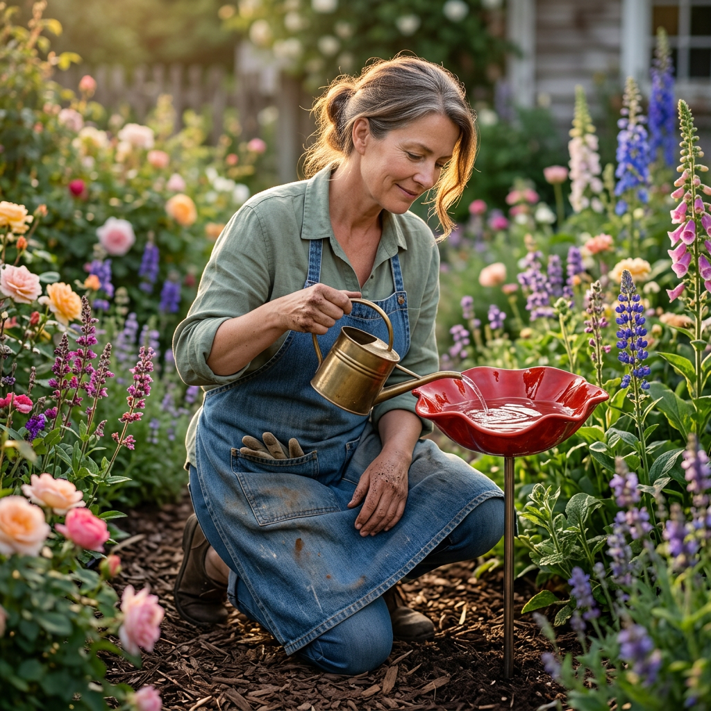 PetalHaven – Support de jardin en forme de pavot pour baignoire à oiseaux