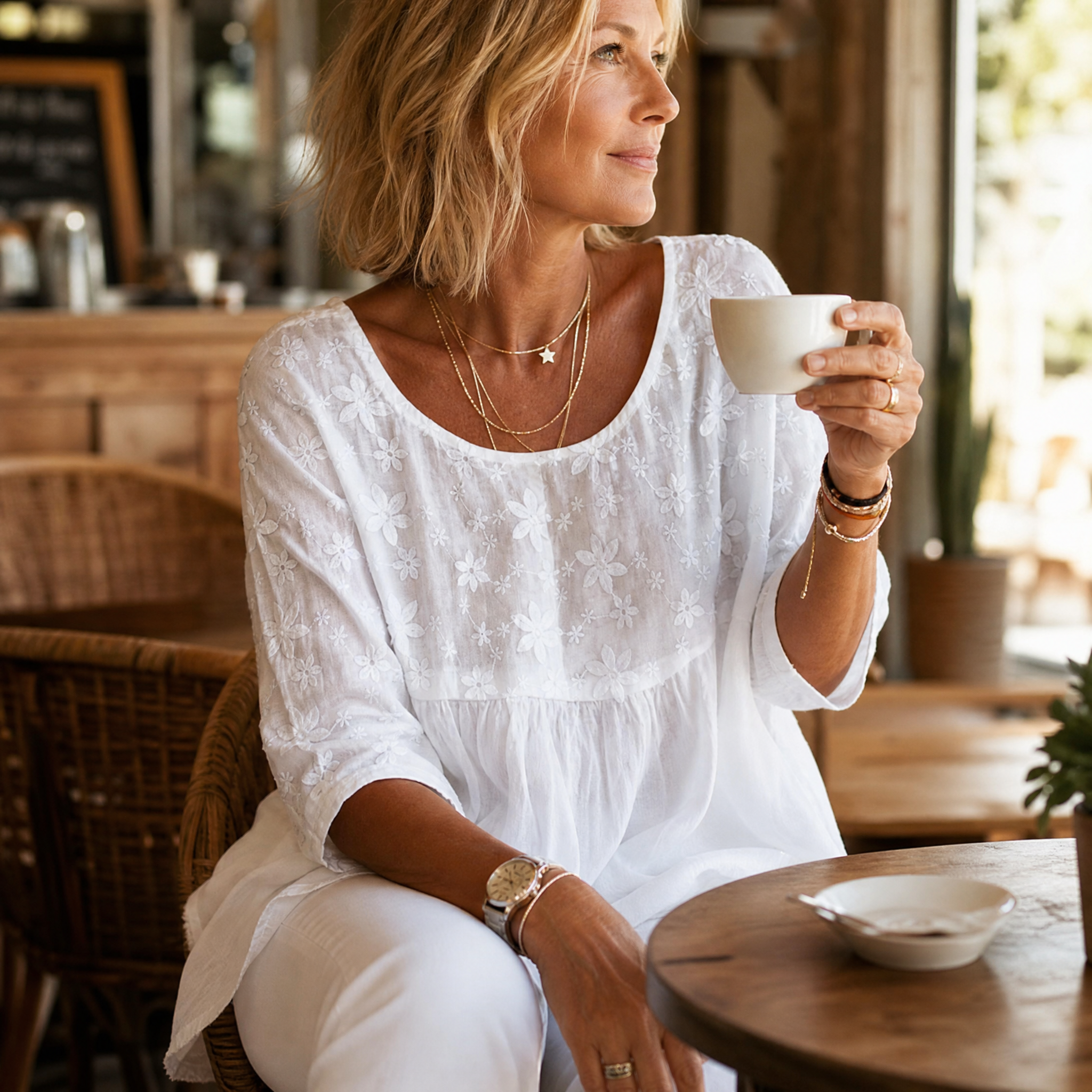 Floralé – Blouse à volants en broderie florale pour femmes