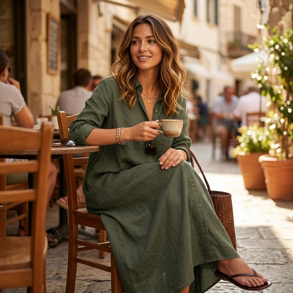 Marivelle – Robe Chemise Maxi Femme sans Effort avec Poches