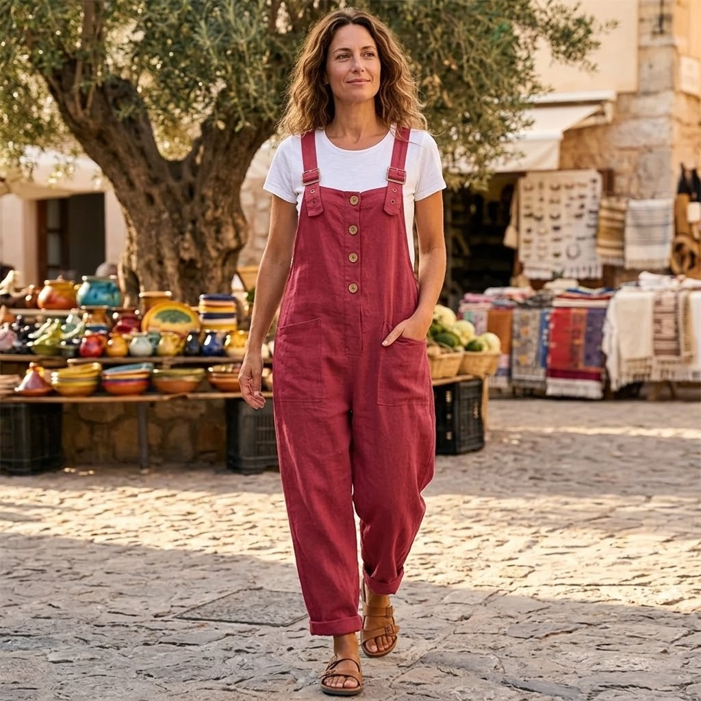 Slowlinen – Salopette à boutons décontractée