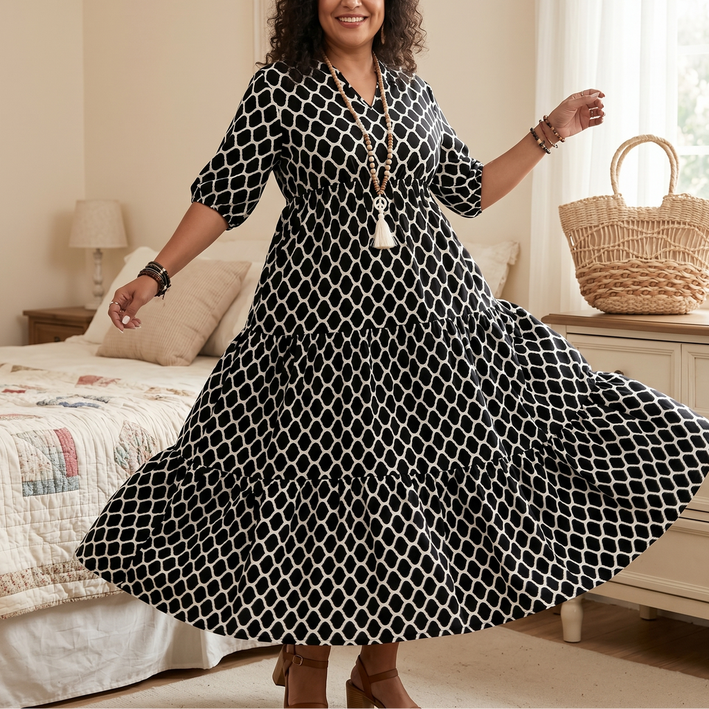 Curvella – Robe Maxi Boho Femme avec Poches