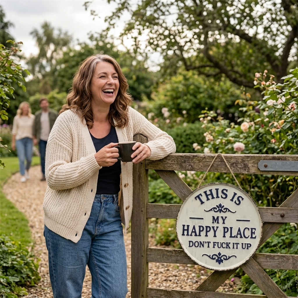 Hollyfield – Panneau en métal vintage "Happy Place"