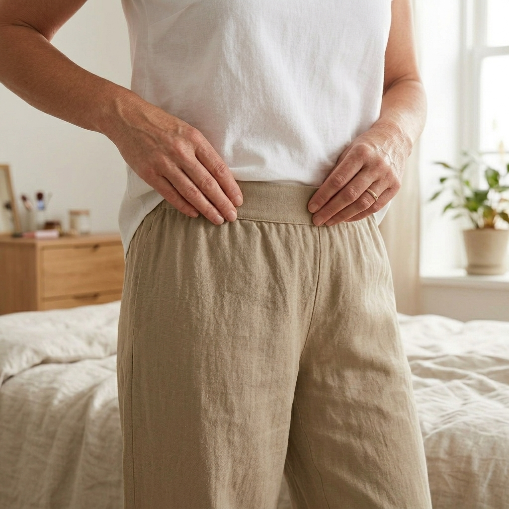 Brezia – Pantalon court en mélange de lin asymétrique pour femmes
