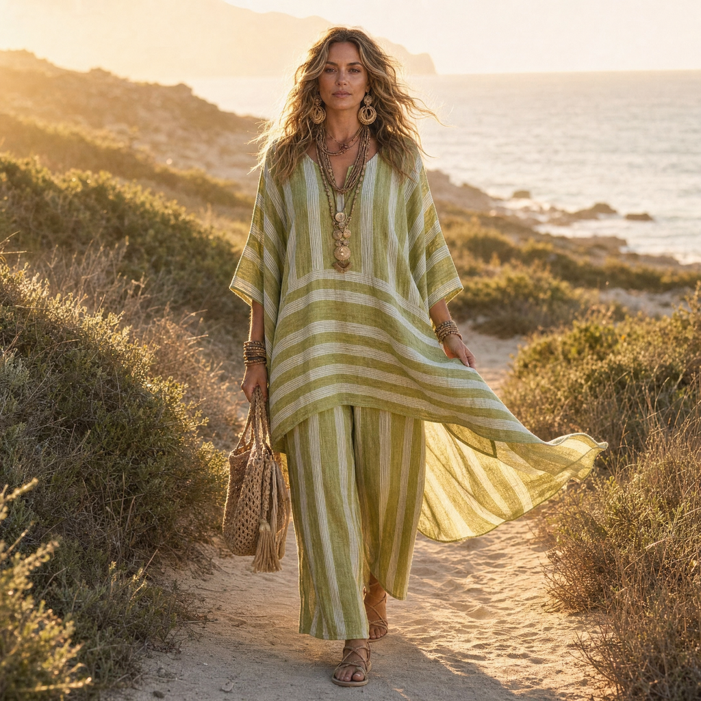 Iluma – Ensemble Tunique Boho pour Femmes & Pantalon Large