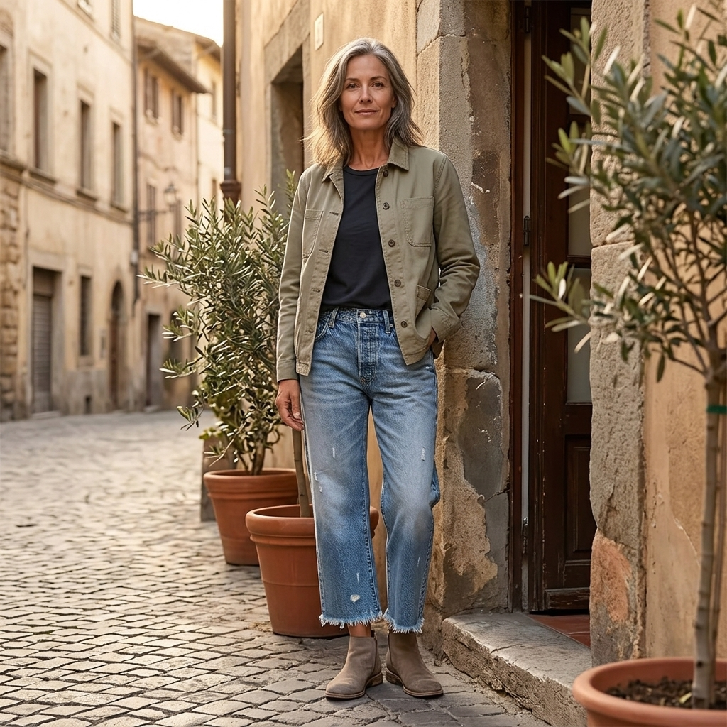 Vivara – Jeans droits cropped à franges pour femmes