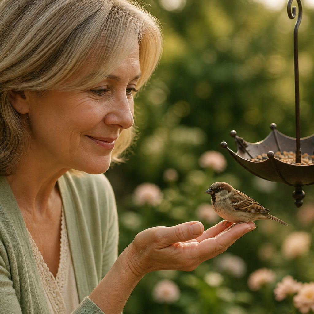 Veluna – Mangeoire et bain pour oiseaux en forme de parapluie suspendu