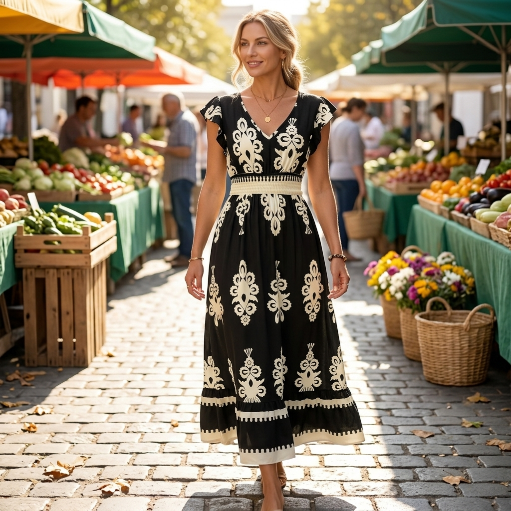Vivara – Robe Maxi Imprimé Baroque pour Femmes
