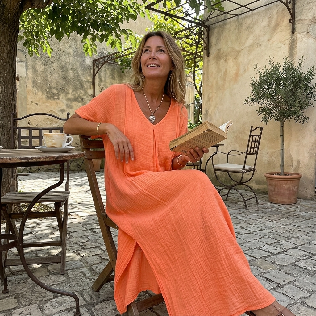 Lunessa – Robe d'été en coton et lin pour femmes