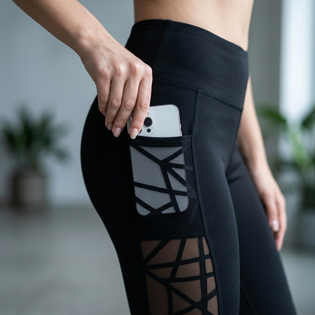 Luxefit – Leggings en maille taille haute avec poche cachée
