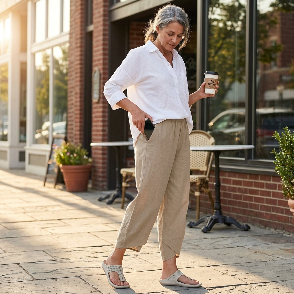 Brezia – Pantalon court en mélange de lin asymétrique pour femmes