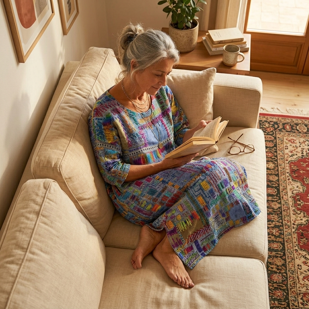 Tessara – Robe midi imprimée artisanale pour femmes avec poches