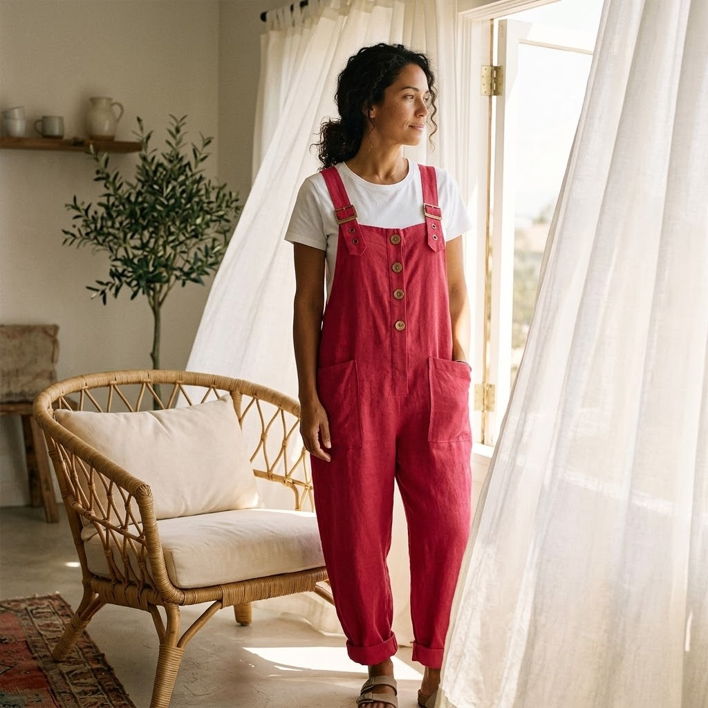 Slowlinen – Salopette à boutons décontractée