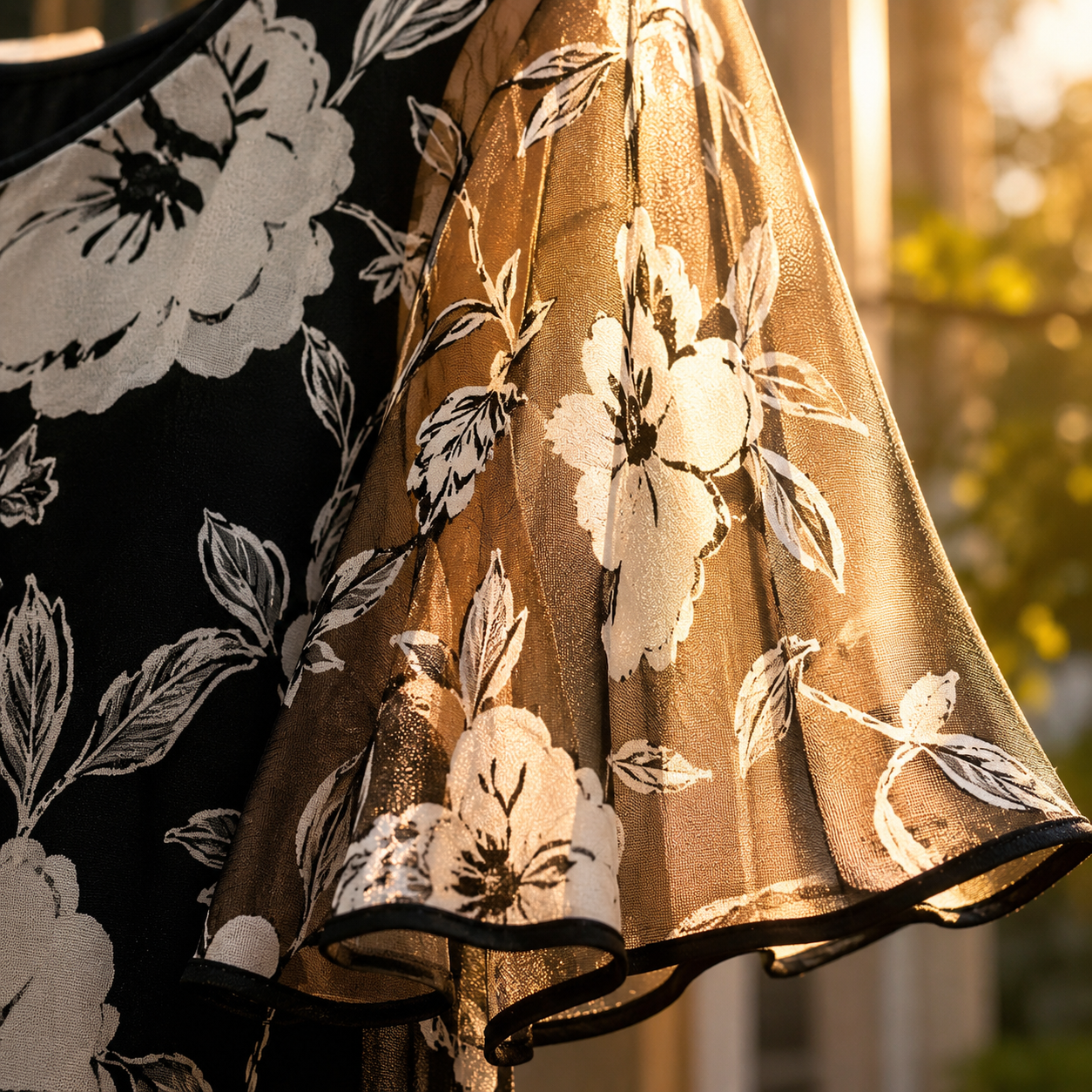 Solenya – Robe en Chiffon Floral pour Femmes avec Superposition Transparente